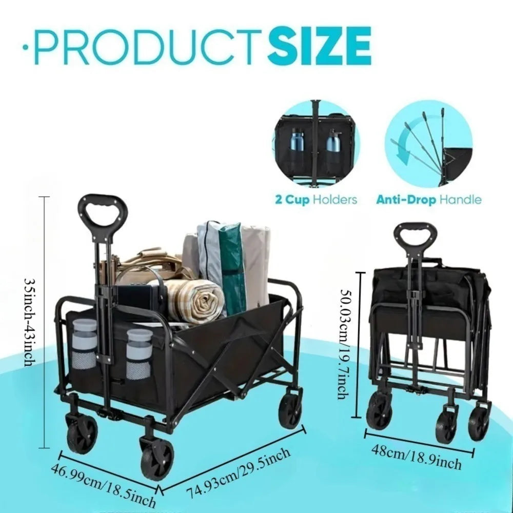 Collapsible Wagon Cart With All Terrain Wheels For Beach Camping