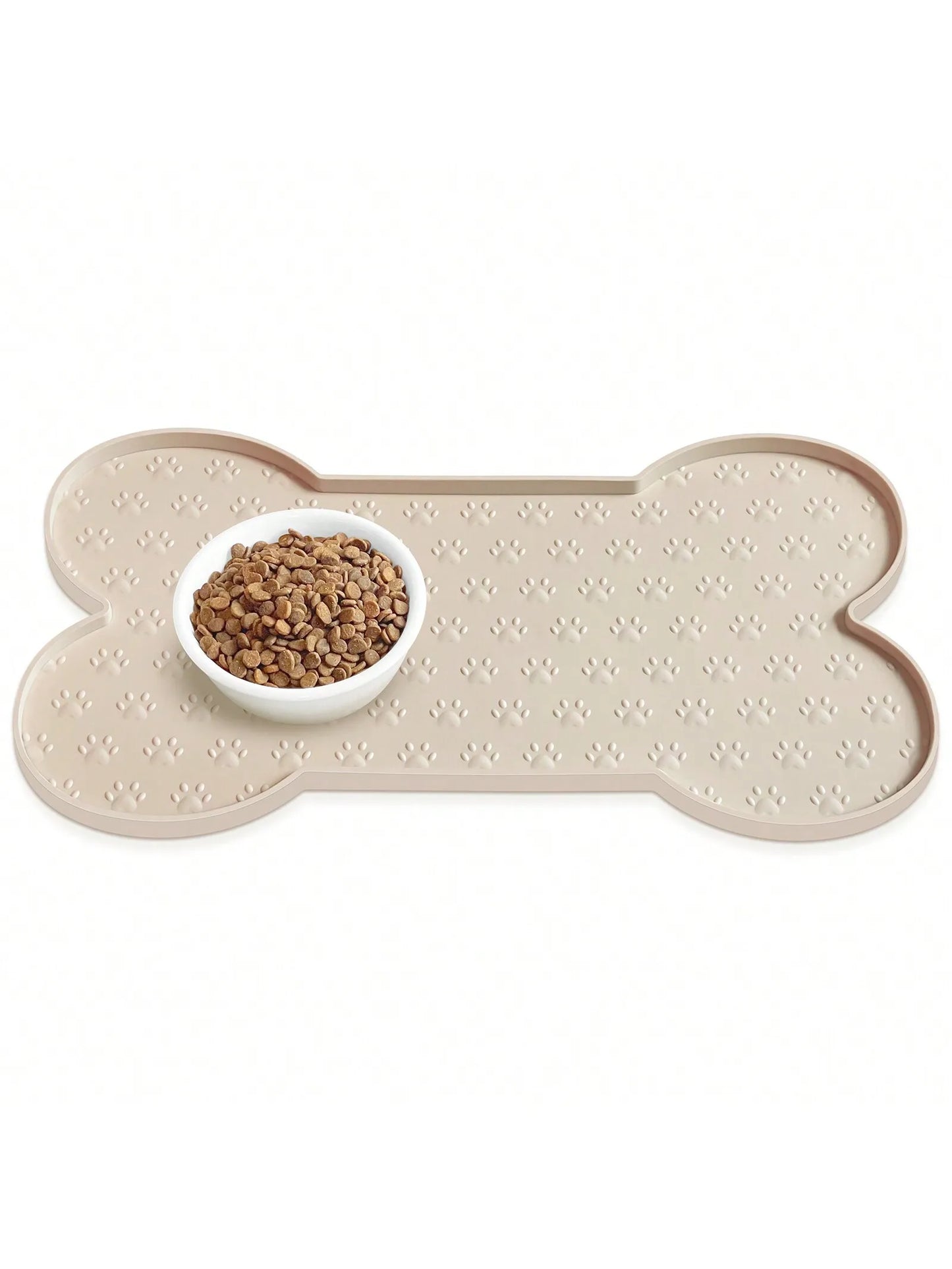 Bone Shape Non-Slip Silicone Pet Placemat With Raised Edge