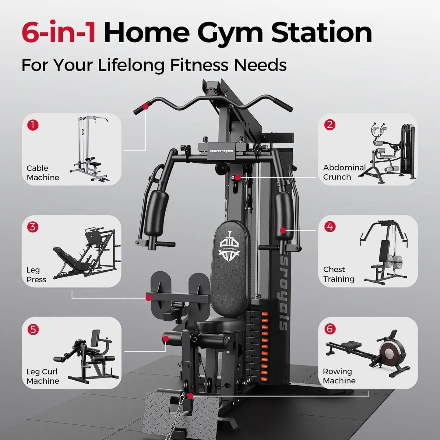 FED Fitness Home Gym Pulley System With Weight Stack
