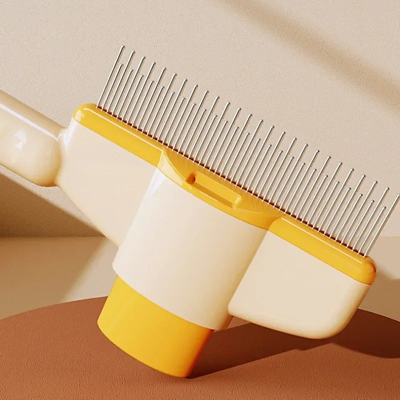 Self Cleaning Dog Comb Pet Hair Remover Button Grooming Brush