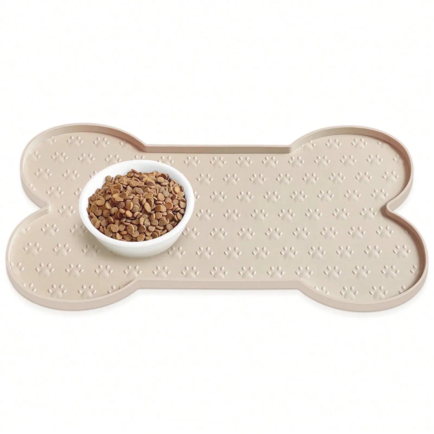 Bone Shape Non-Slip Silicone Pet Placemat With Raised Edge