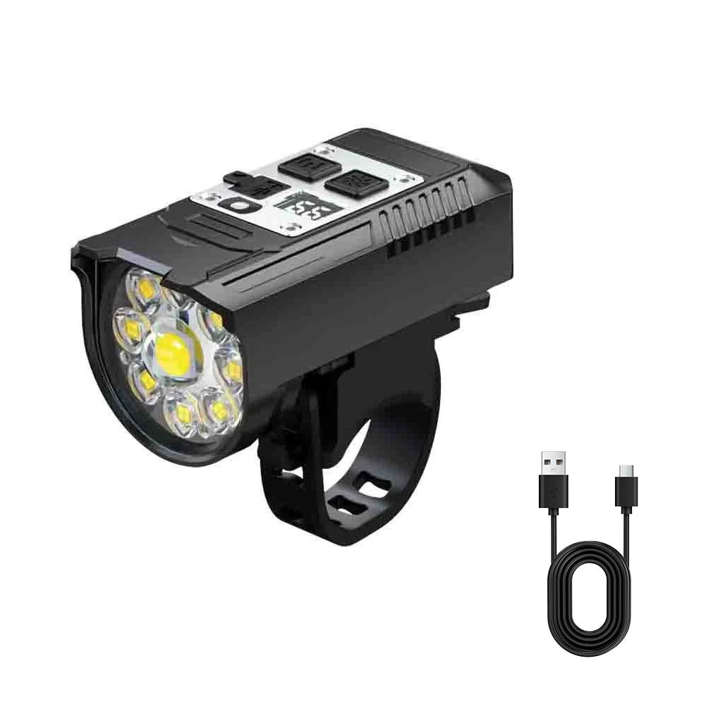 9 LED Type C Rechargeable Bike Front Light With Sensor