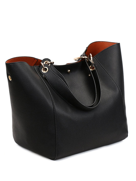 PU Leather Tote Bag For Women Waterproof Shoulder Handbag