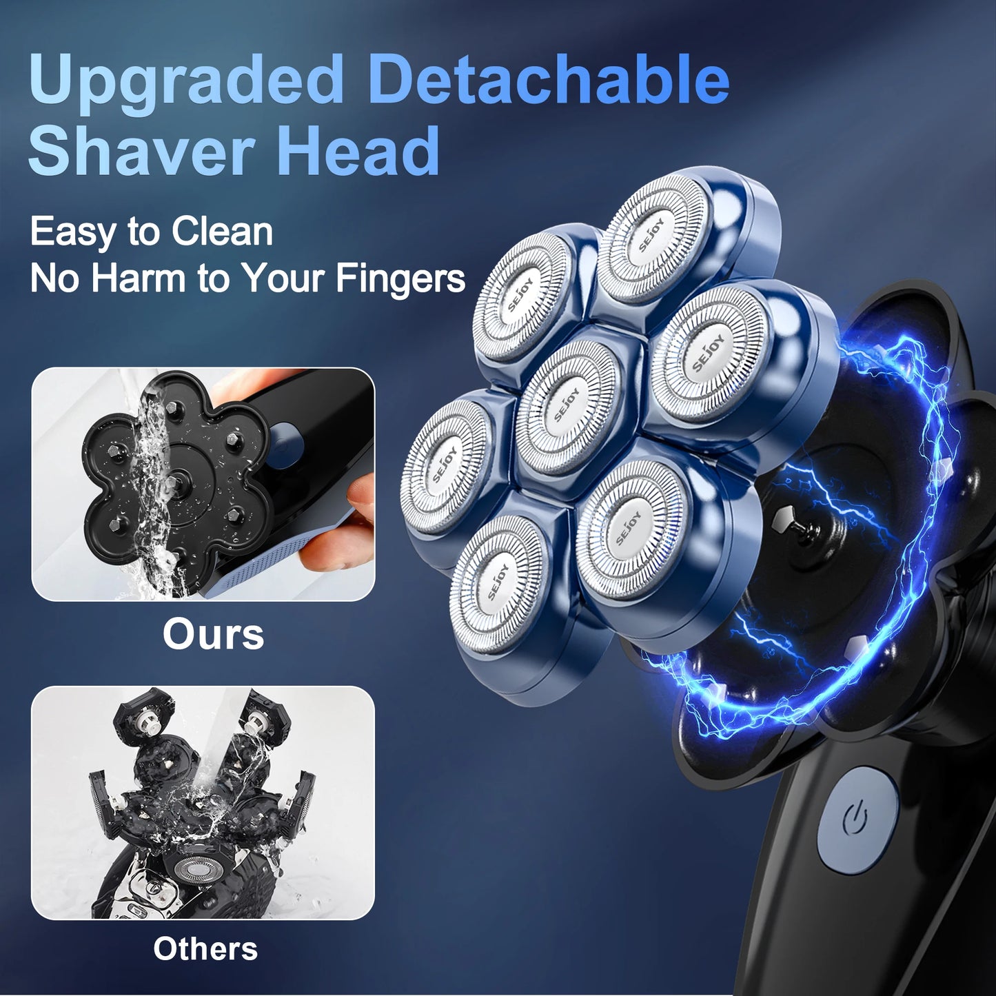Sejoy 6 In 1 7D Head Shaver For Bald Men With Nose Hair Trimmer