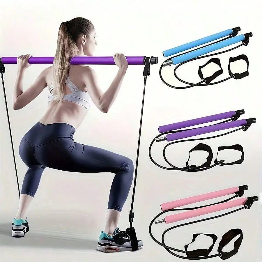 Pilates Bar Accessories With Colorful Resistance Bands For Home Gyms