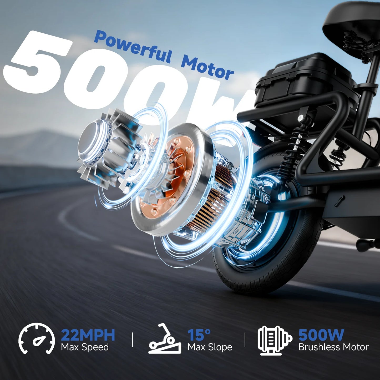 AOVOPRO 500W Folding Electric Bike With 10.4Ah Battery, 28 Miles