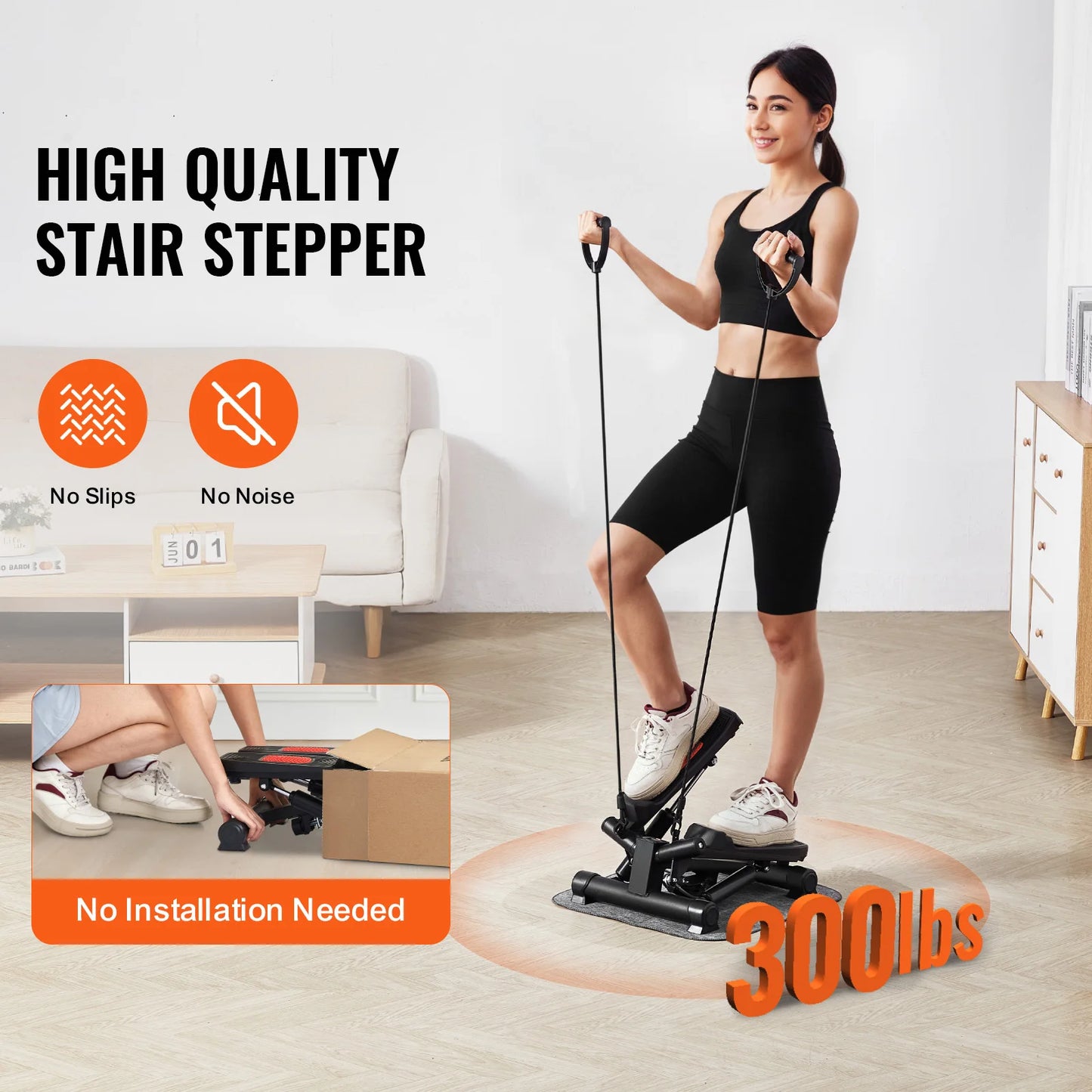 VEVOR Stair Stepper Hydraulic Resistance Bands With LCD Monitor