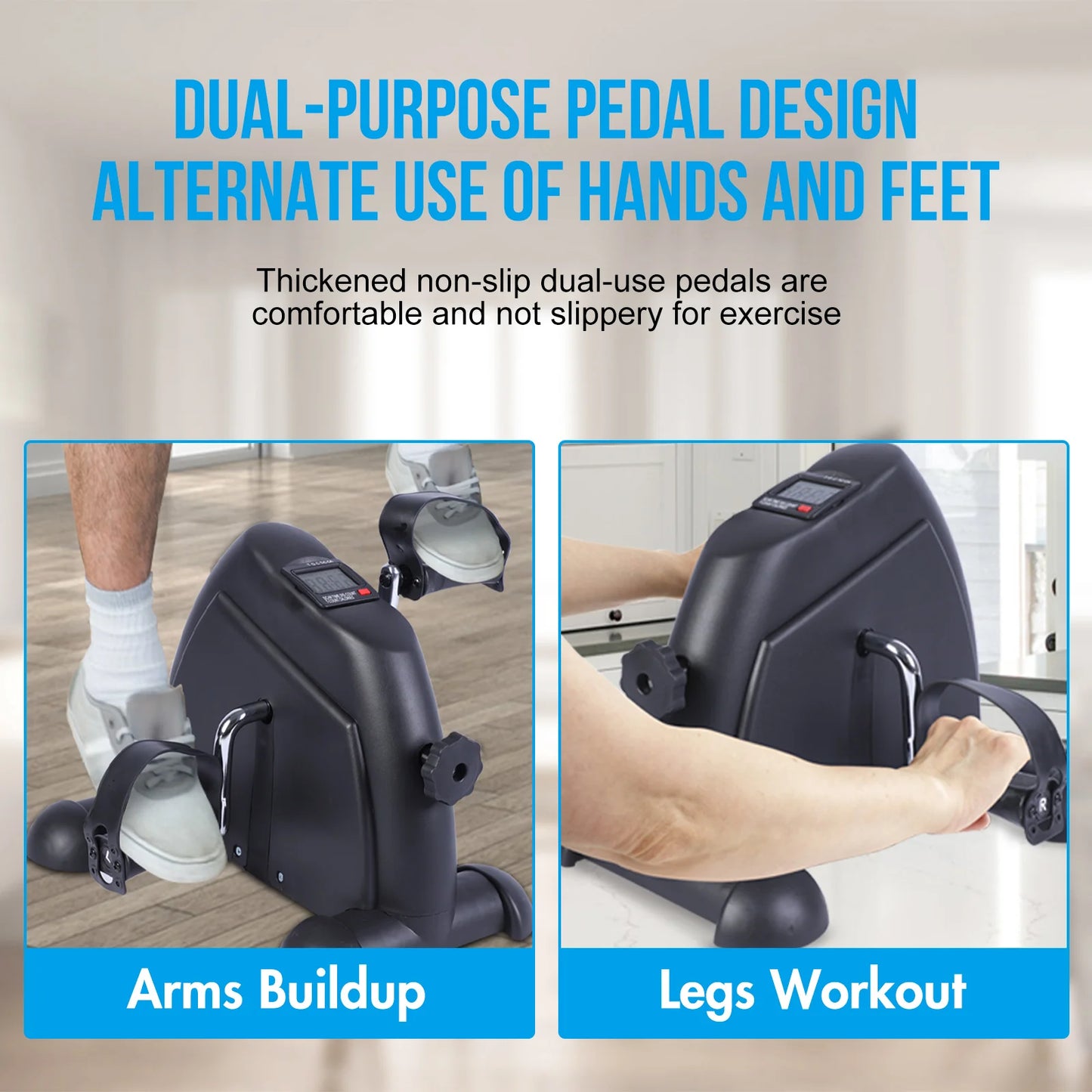 Portable Mini Exercise Bike Under Desk Pedal Exerciser LCD