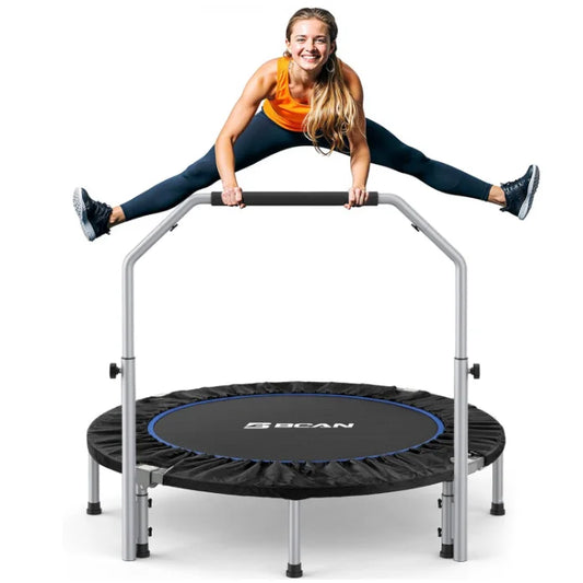 Foldable Mini Trampoline With Adjustable Foam Handle Max Load 440 Lbs For Adults