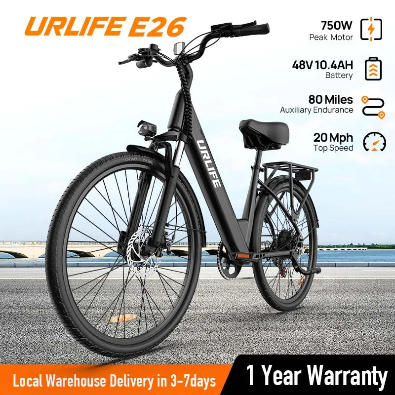 URLIFE 750W E26 Electric Bike For Adults With Removable Battery
