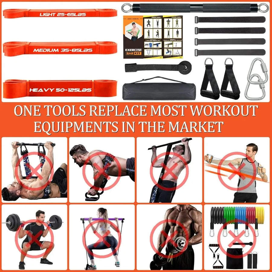 Heavy Duty Compact Resistance Bar Set With 3 Stackable Bands