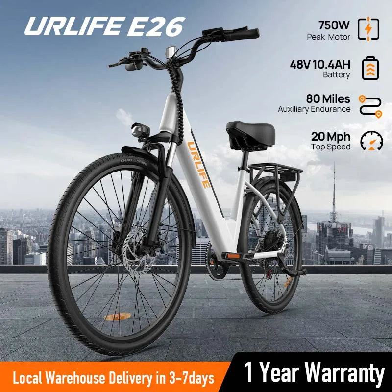 URLIFE 750W E26 Electric Bike For Adults With Removable Battery