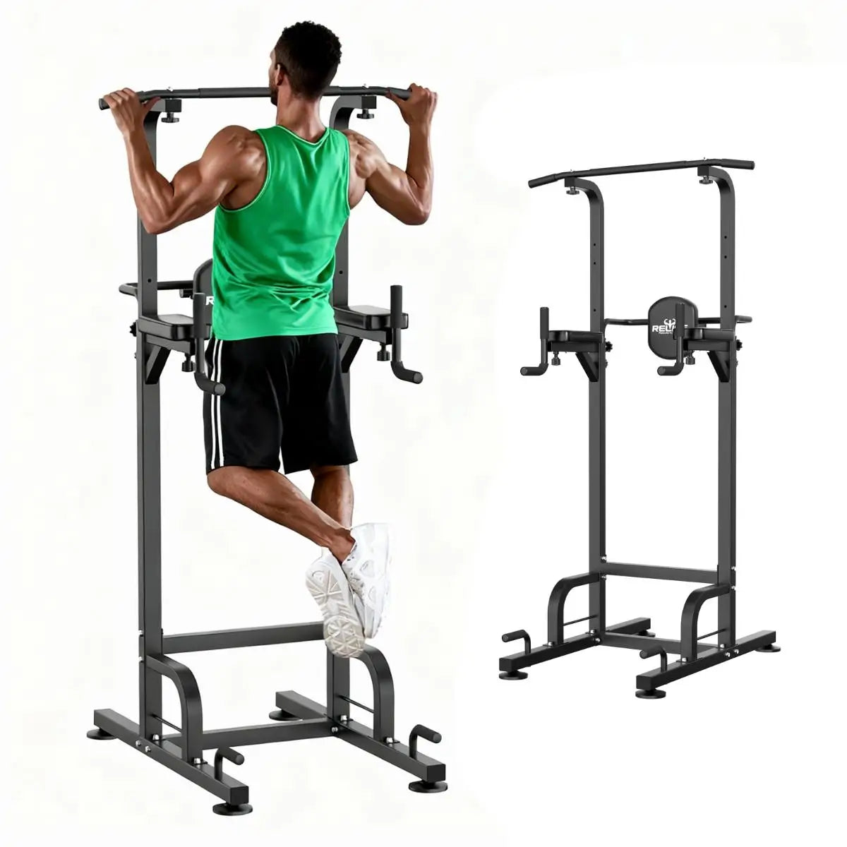 Power Tower Pull-Up Dips Station With Height Adjustable Handles