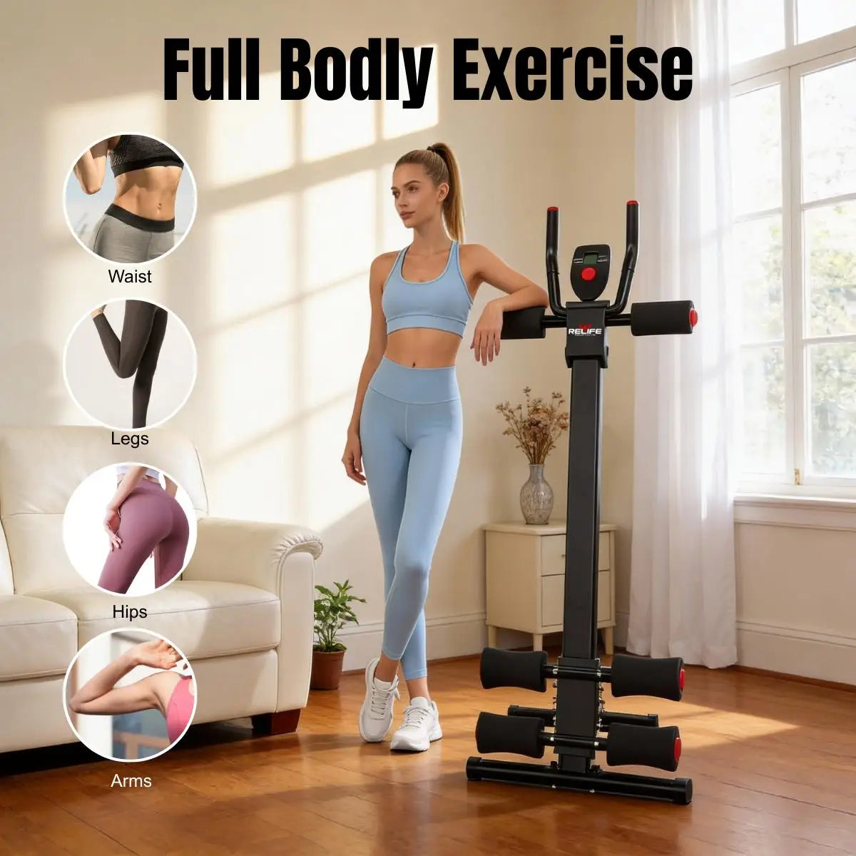 Foldable Core Abdominal Trainer With Adjustable Resistance Bands