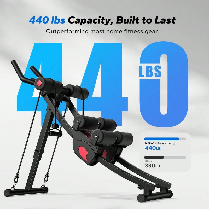 Ab Machine Adjustable Trainer Dual Tracks Home Gym 440 LBS