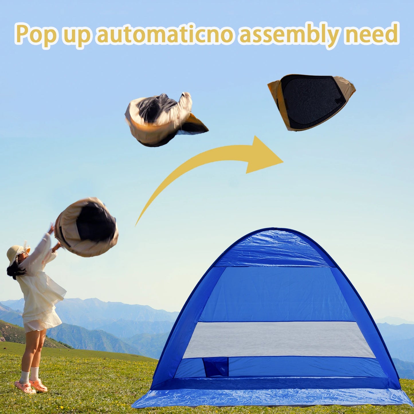 Pakicetus Pop-Up Beach Tent With Carry Bag, Compact Two-Person Design