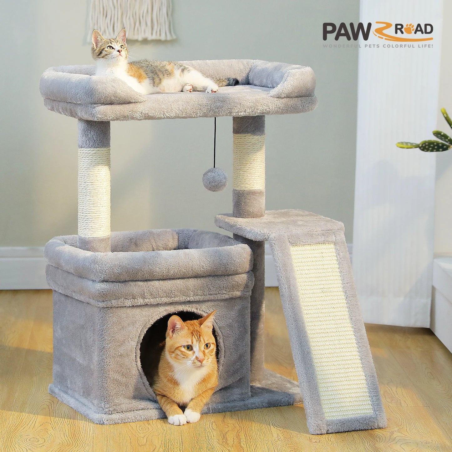 PAWZ Road Cat Tree Indoor Tower With Sisal Scratching Post And Perch