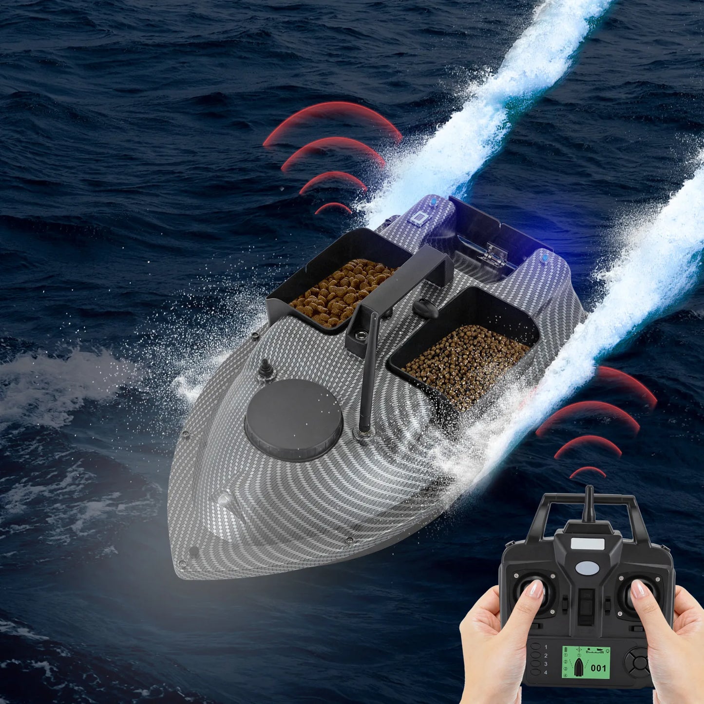 Rechargeable GPS Fishing Bait Boat With Dual Batteries