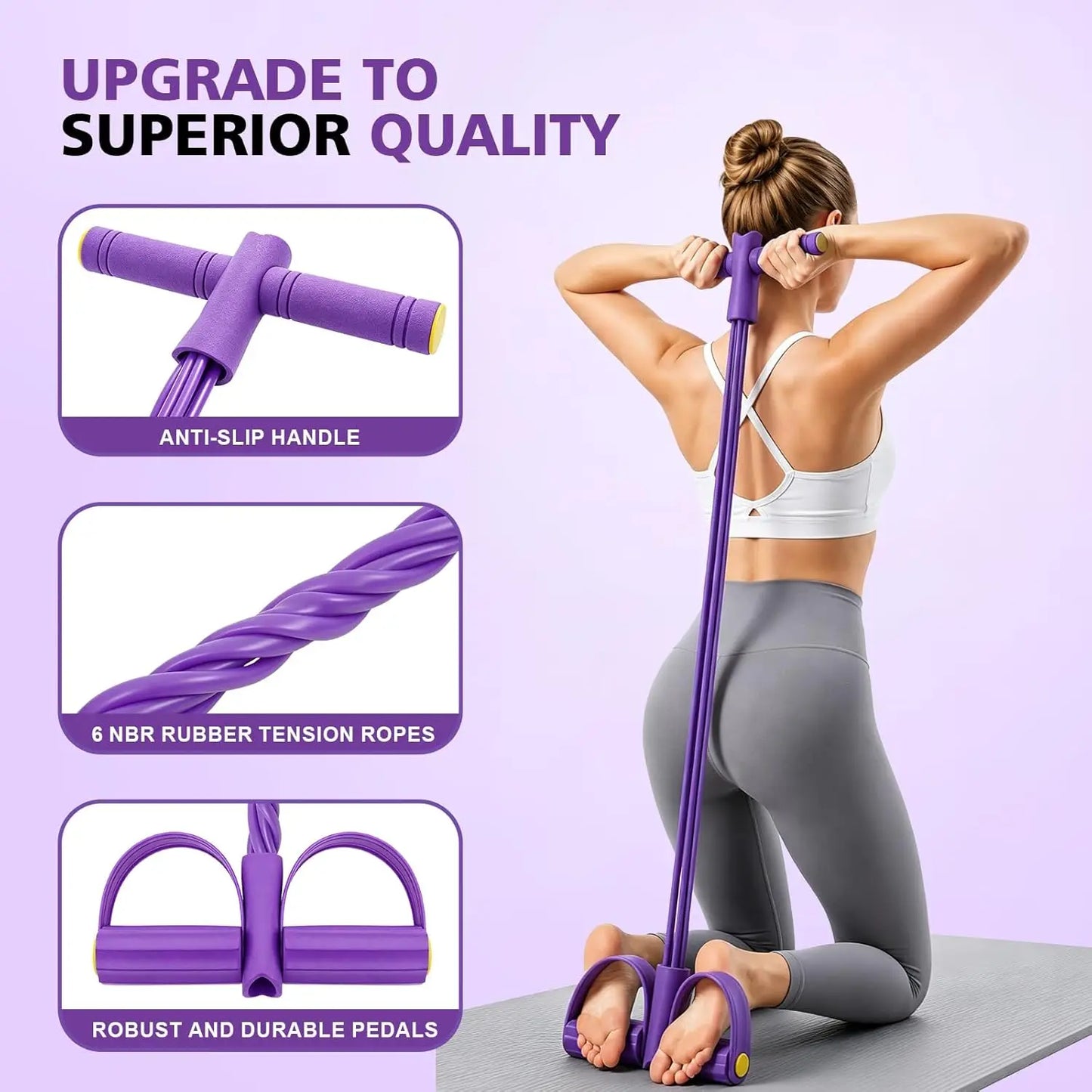 Elastic Yoga Pedal Resistance Band With Six Tubes For Situps
