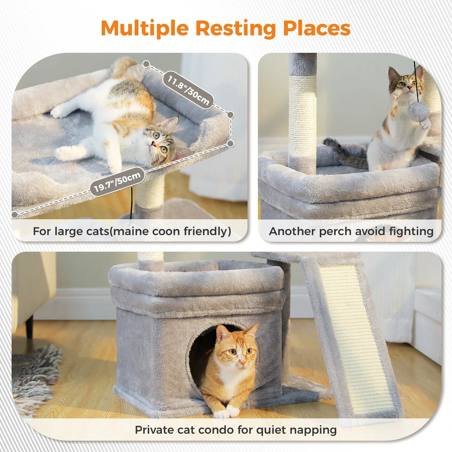 PAWZ Road Cat Tree Indoor Tower With Sisal Scratching Post And Perch