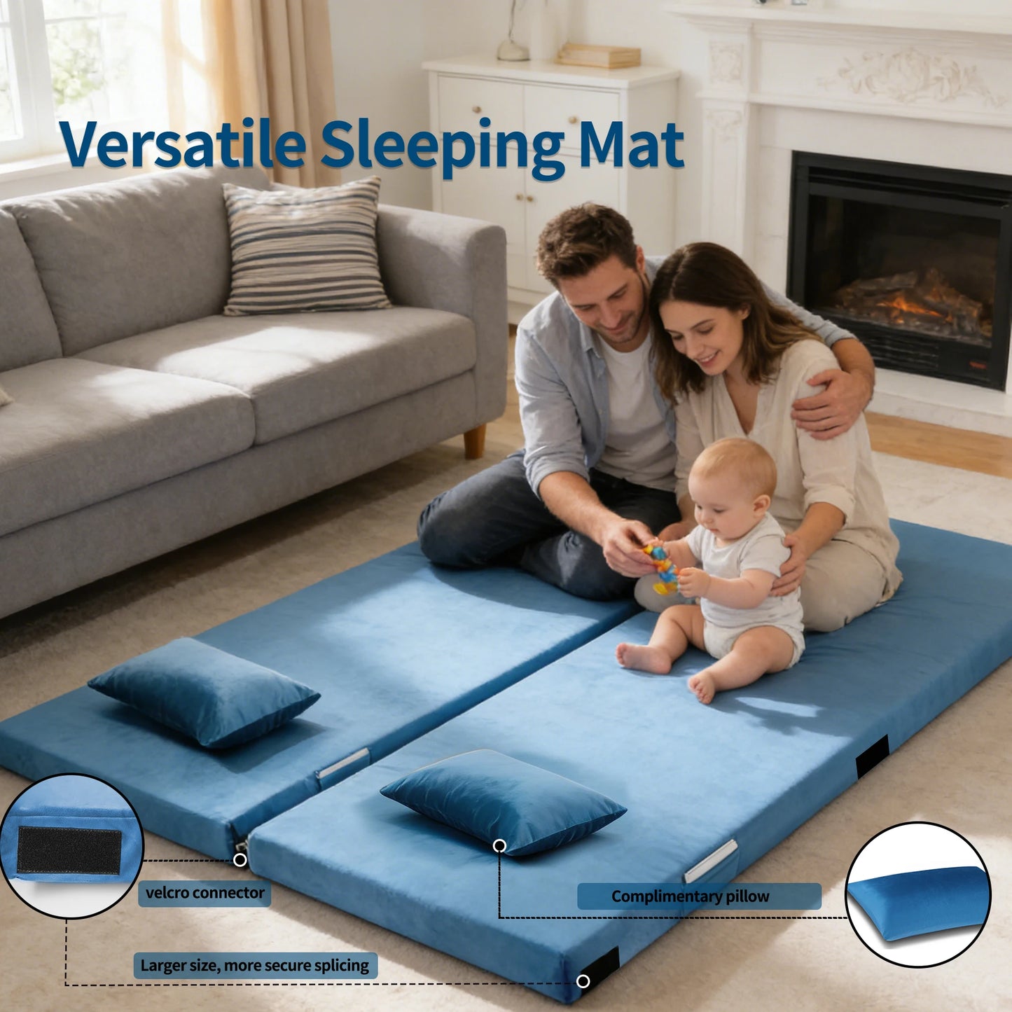 Memory Foam Camping Mattress Pad With Non Slip Bottom