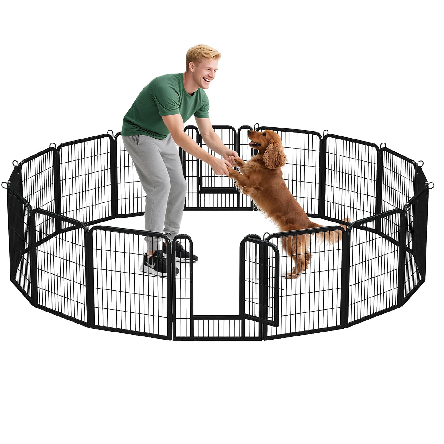 PEQULTI Heavy-Duty Metal Puppy Playpen for Indoor and Outdoor Use