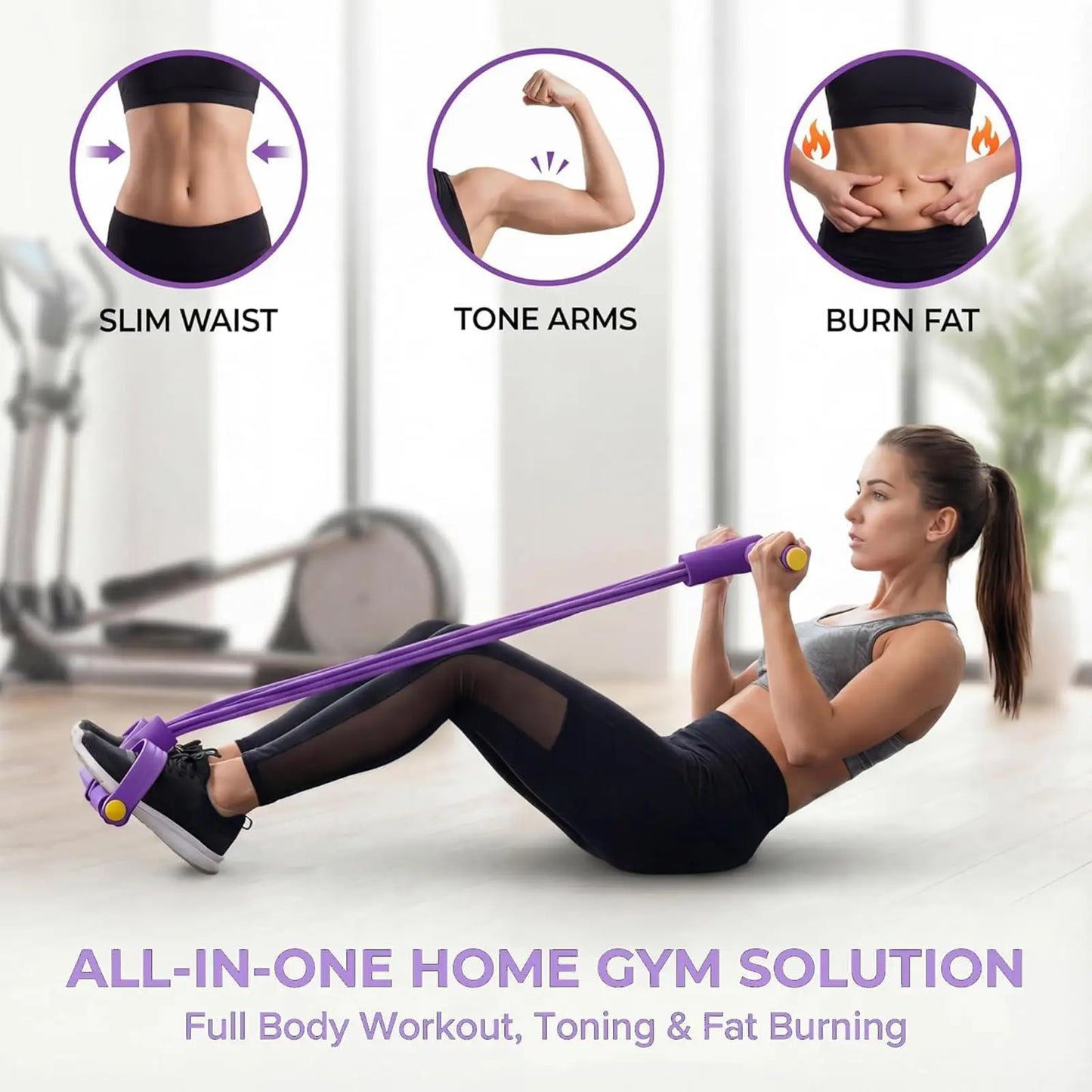 Elastic Yoga Pedal Resistance Band With Six Tubes For Situps