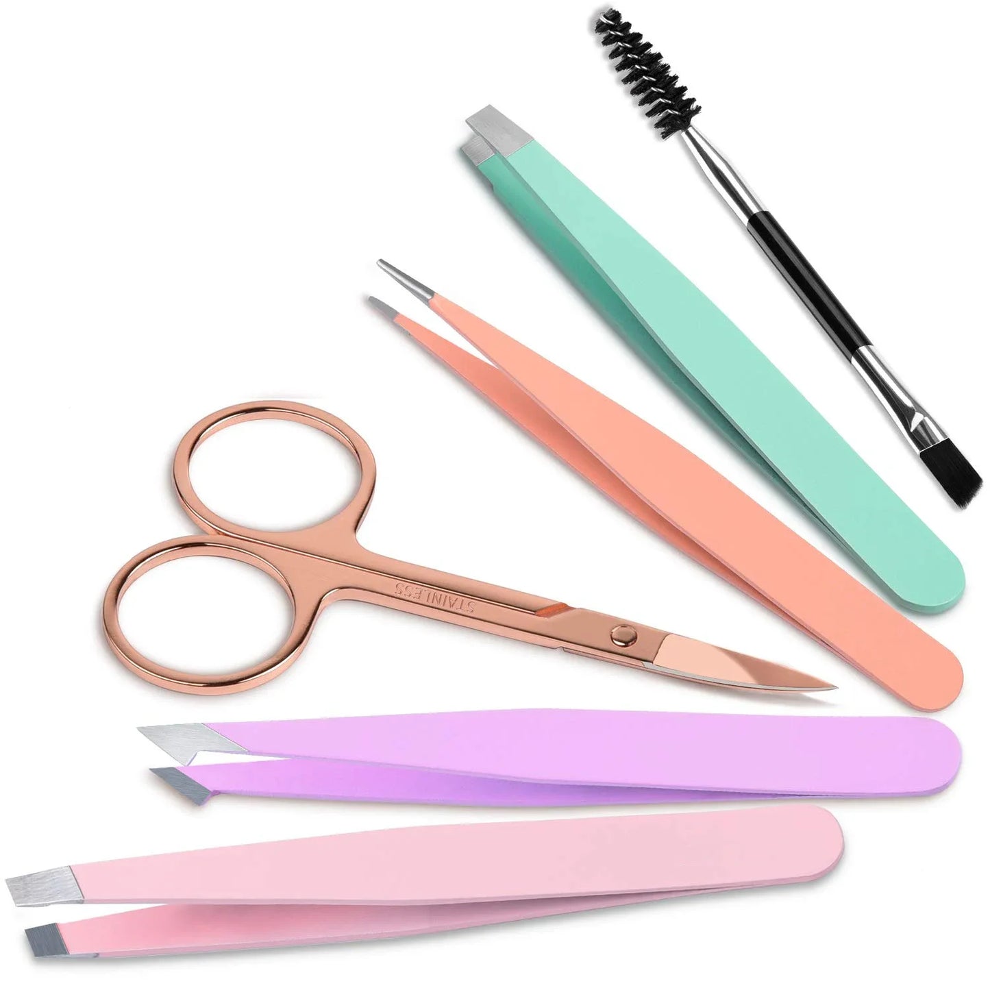 6 Pack Eyebrow Tweezers Set Professional Stainless Steel Ingrown Hair