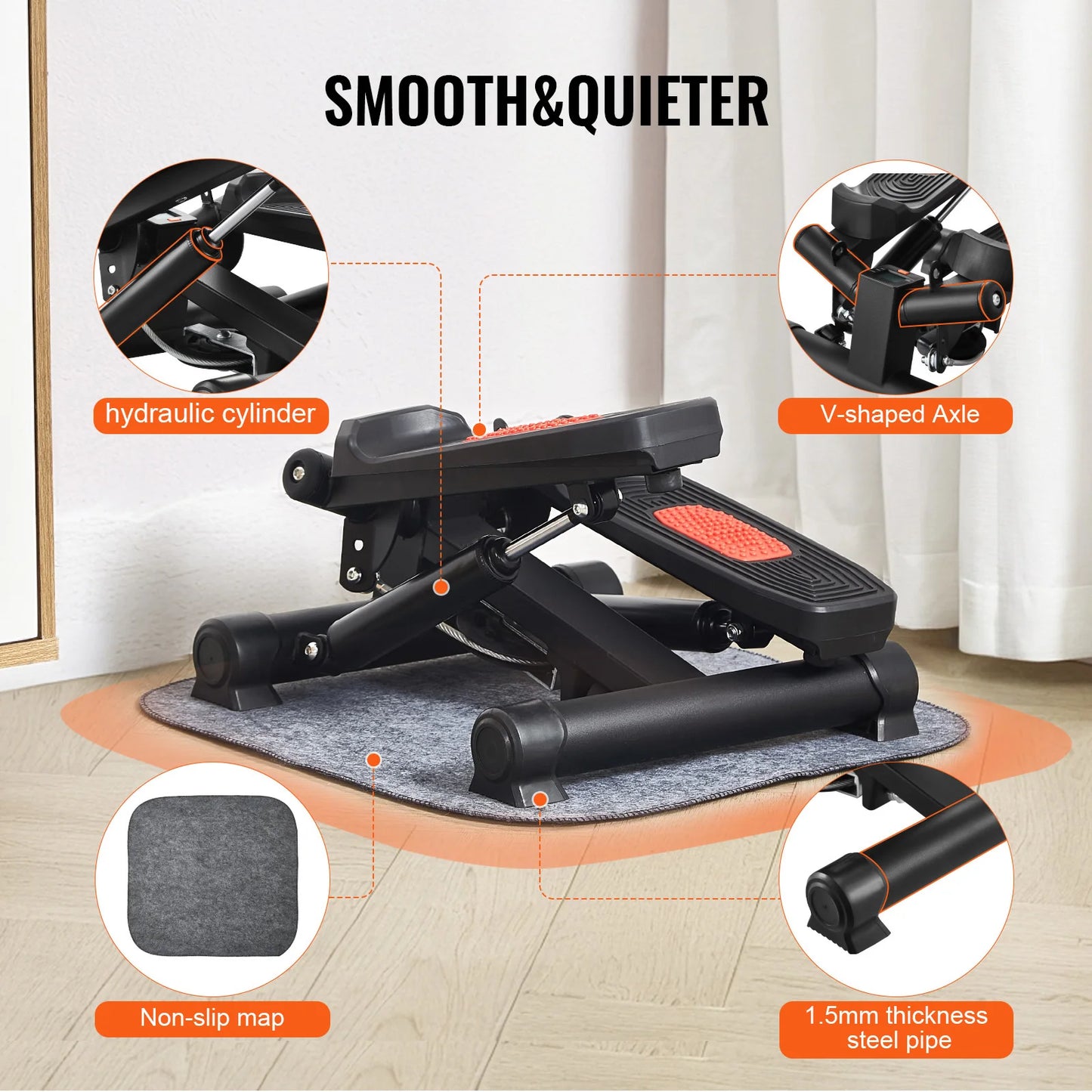 Stair Stepper Hydraulic Twist With Resistance Bands LCD Monitor