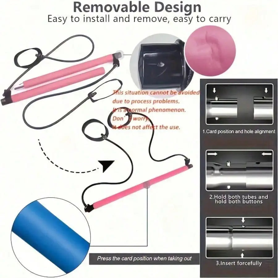 Pilates Bar Accessories With Colorful Resistance Bands For Home Gyms