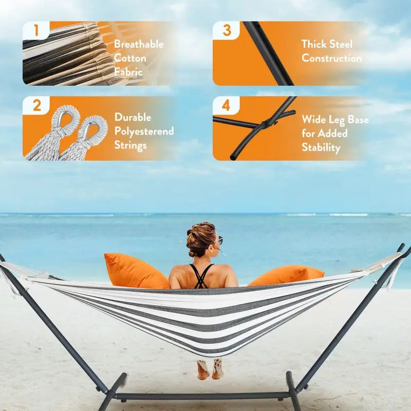 Gyroor Adjustable Stand Hammock 600 Lb Capacity Outdoor Folding Frame