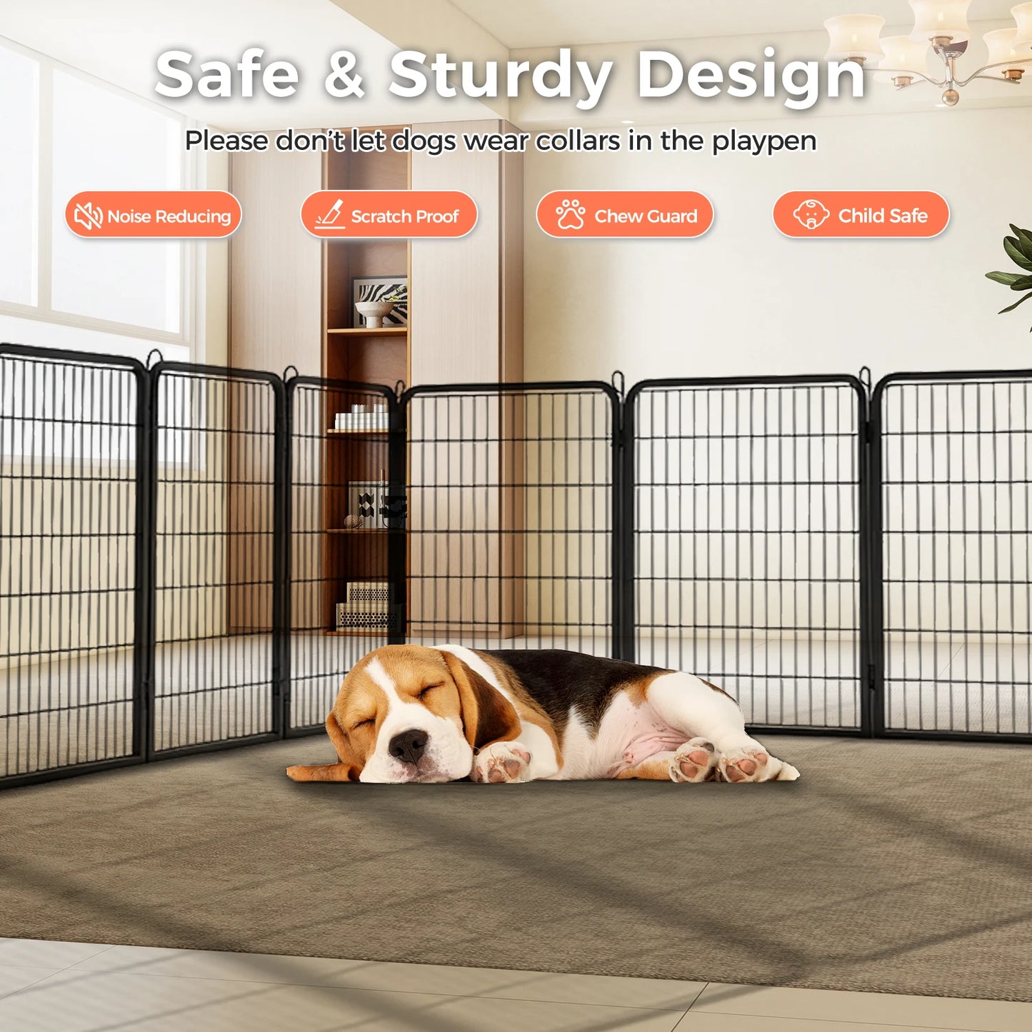 PEQULTI Heavy-Duty Metal Puppy Playpen for Indoor and Outdoor Use
