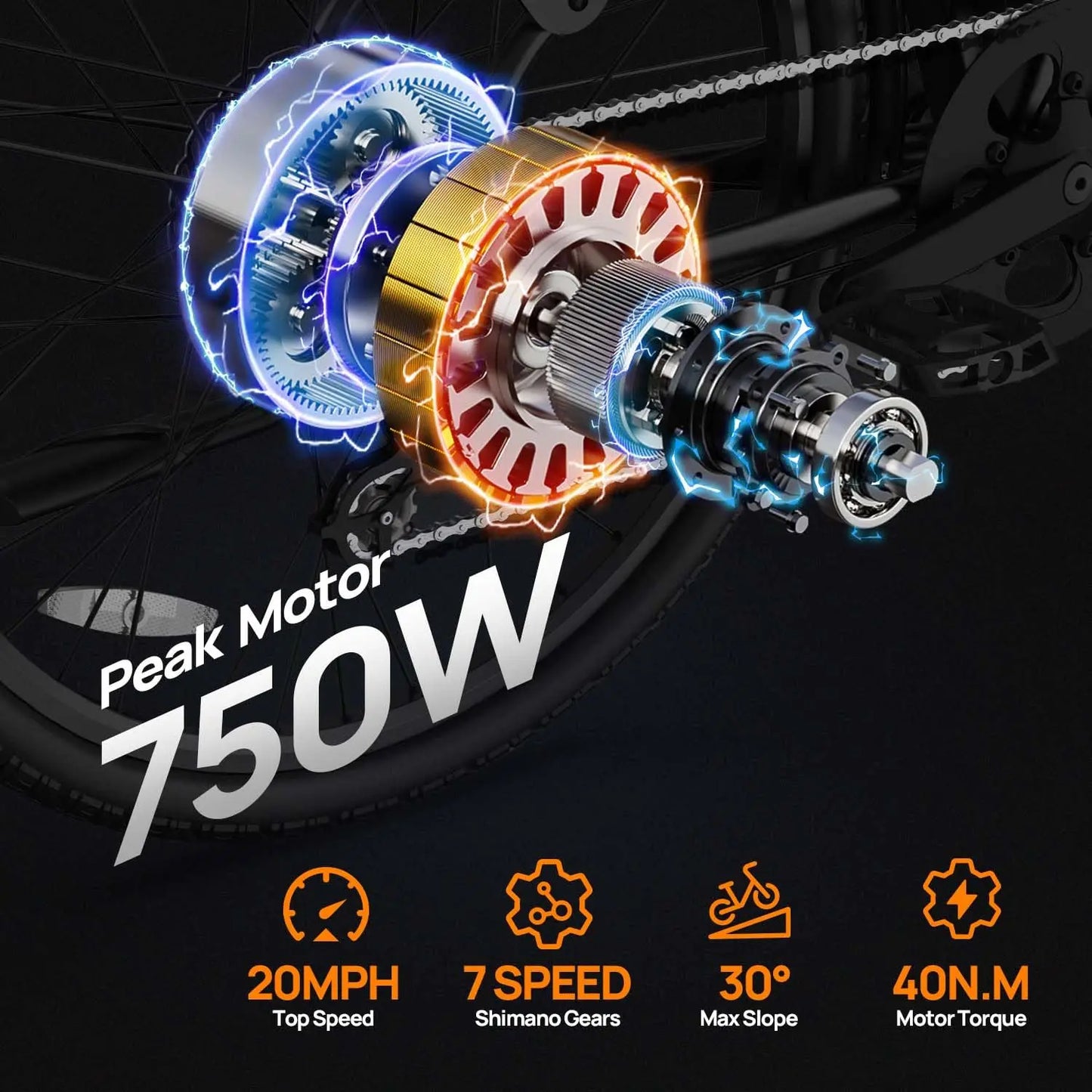 URLIFE Peak 750W Electric Bike With Removable Battery