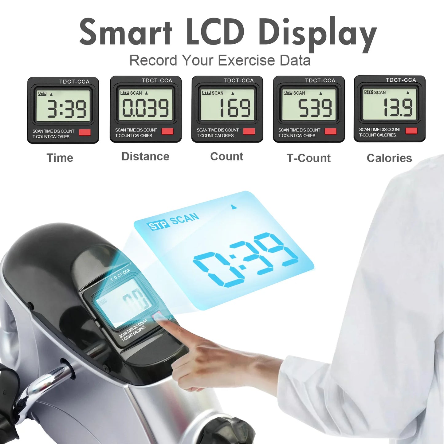 Portable Mini Exercise Bike Under Desk Pedal Exerciser LCD