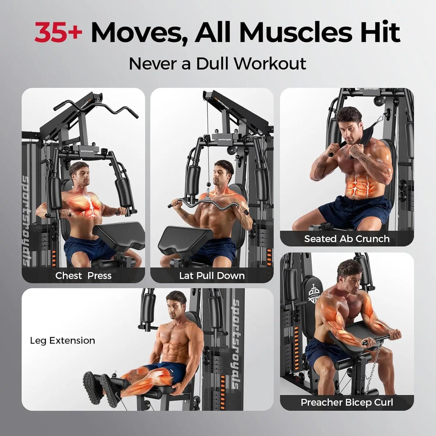 FED Fitness Home Gym Equipment Full Body Pulley System Strength