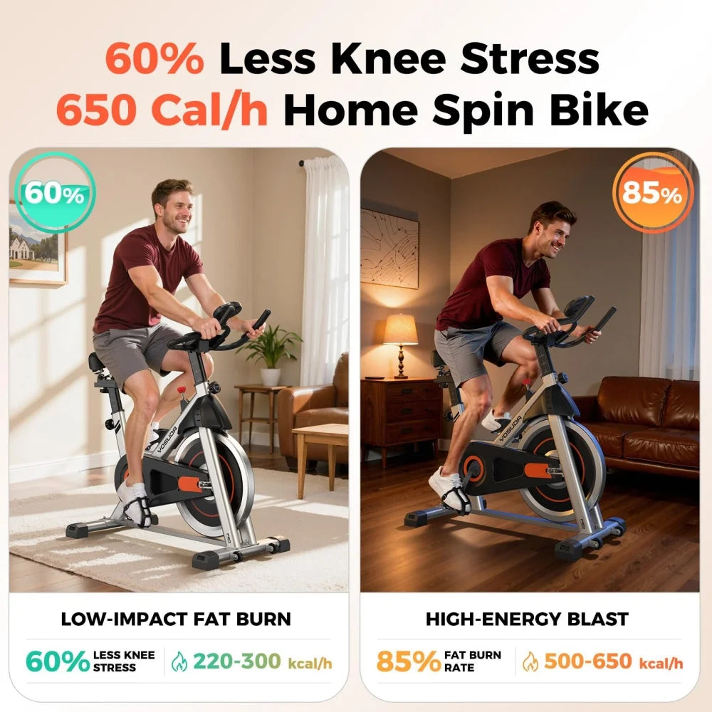 Silent Indoor Spin Bike For Cardio Training, Comfortable Seat