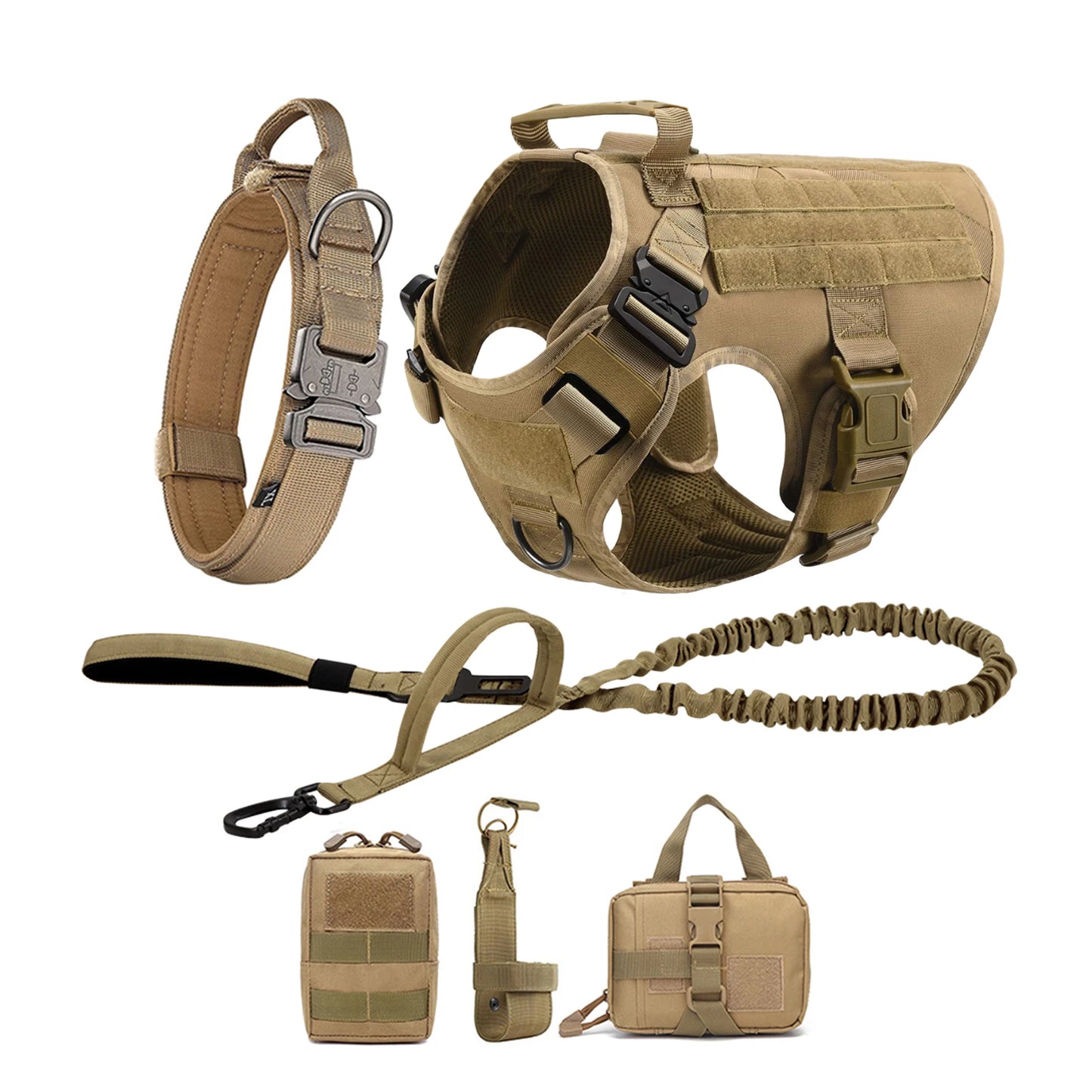 PETRAVEL Tactical Dog Harness Leash Molle Pouches