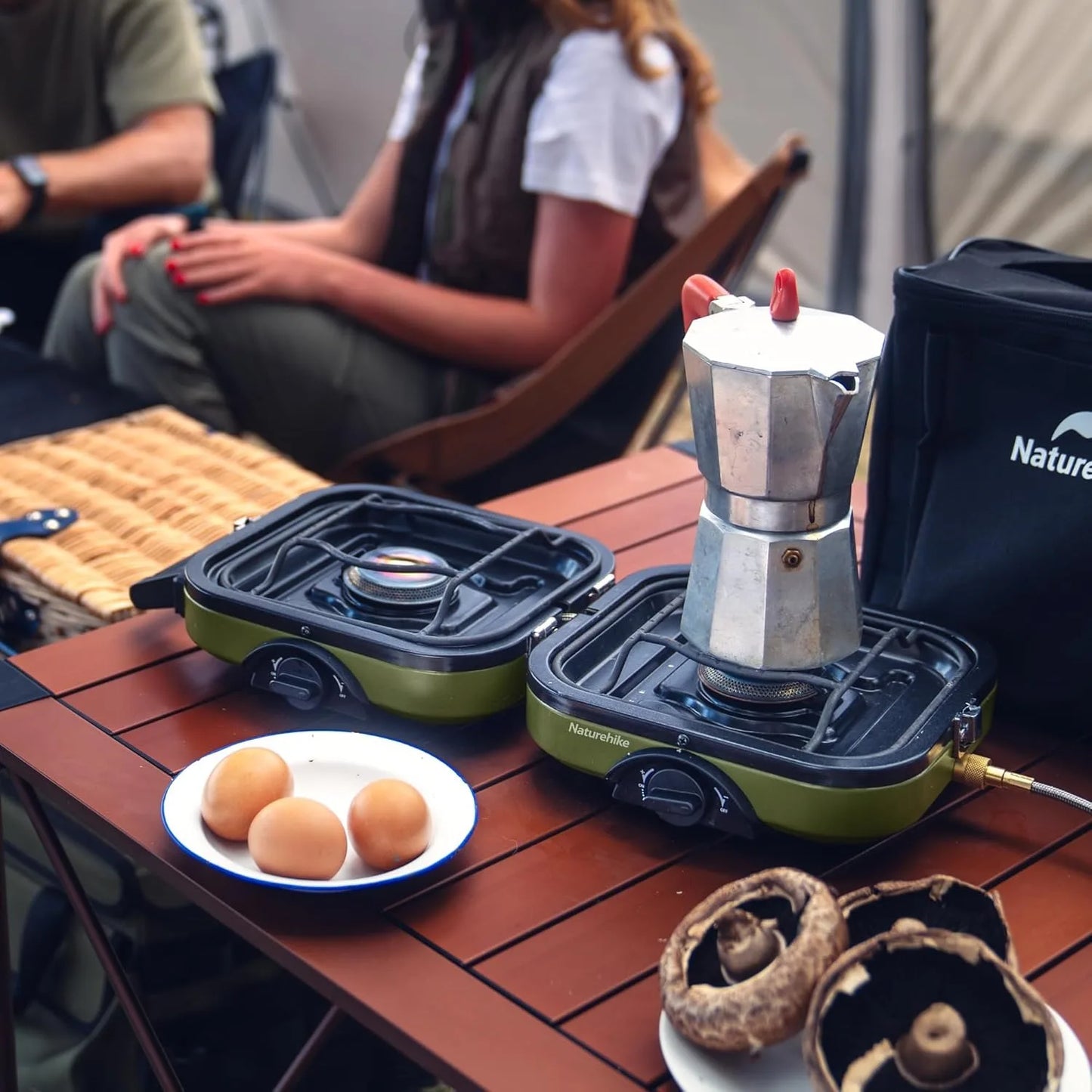 Naturehike Two Burner Folding Camping Stove Propane With Carry Bag