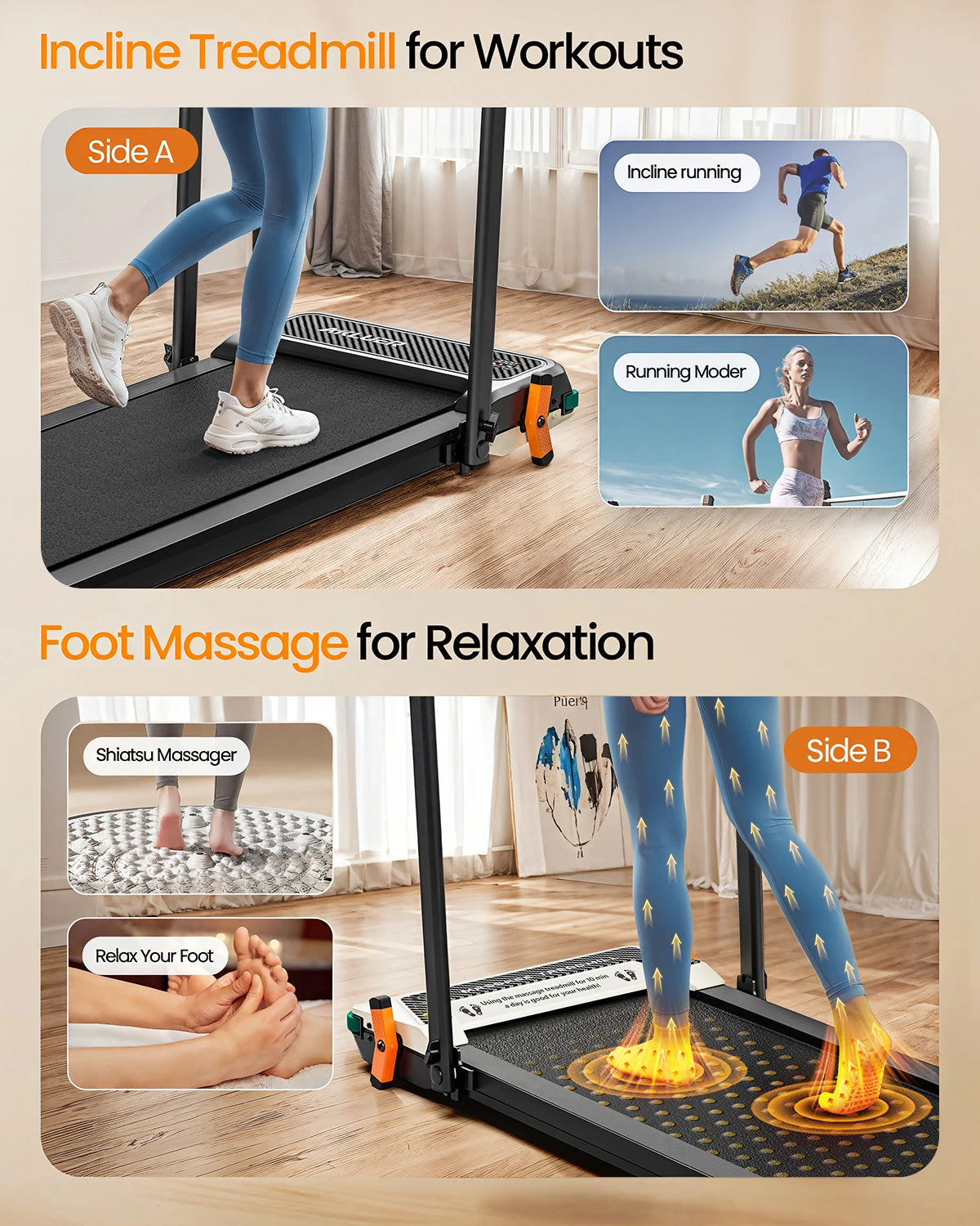 AKLUER Walking Pad Treadmill 2.5HP LCD Display For Home Use