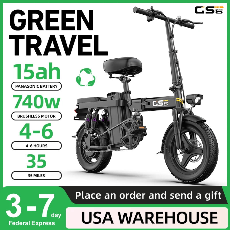 UPlee GS5 Folding Electric Bike 48V 15Ah 20 Miles Range