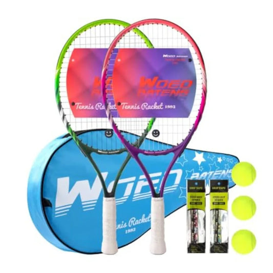 Junior Tennis Racket With Ball Carry Bag Overgrips And Dampers