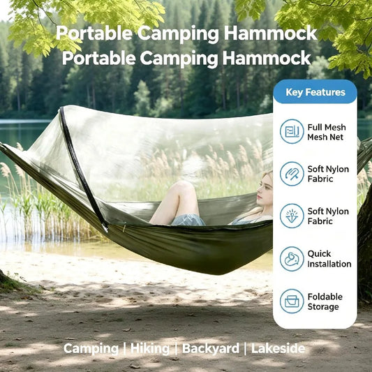 ThreeInOne Camping Hammock With Automatic Pop Up Mosquito Net Nylon