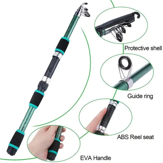 Telescopic Fishing Rod and Spinning Reel Kit for Ocean Angling