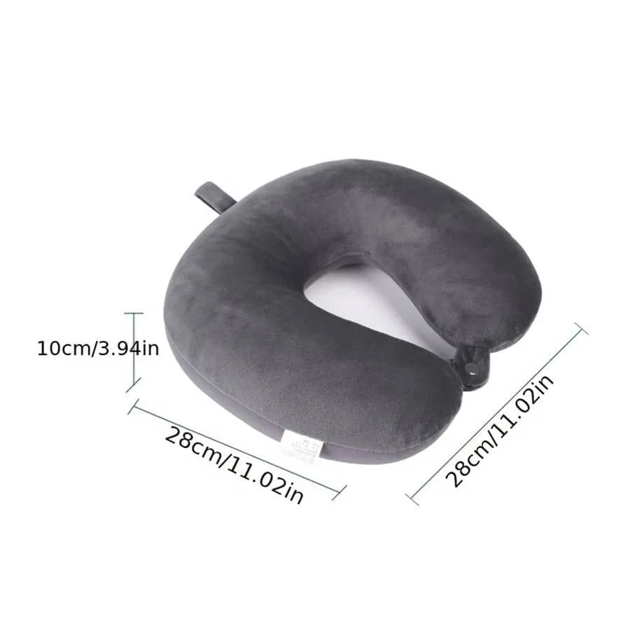 Travel Neck Pillow Foam Cushion With Snap Strap Soft Cover