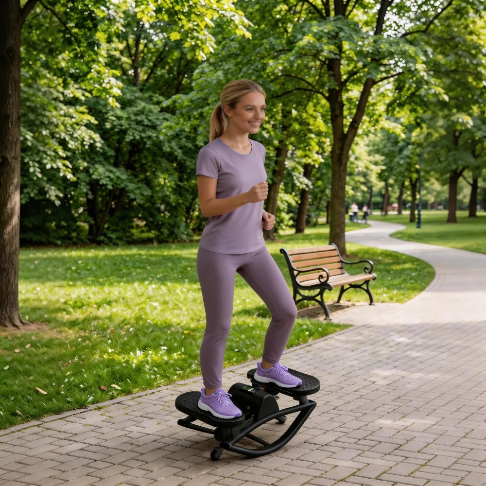 Portable Mini Stepper With Resistance Bands And Lcd Monitor