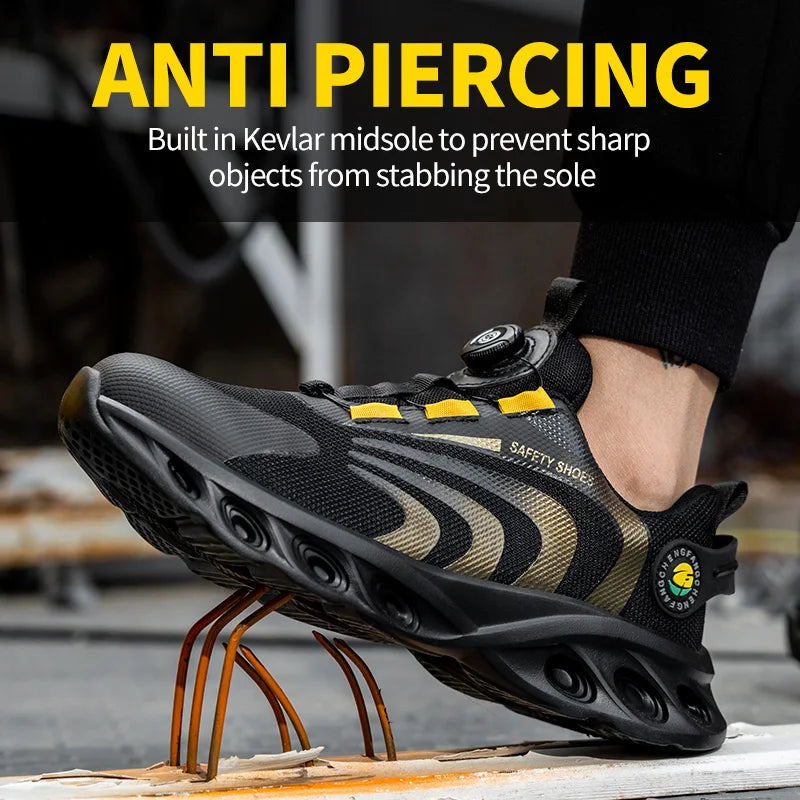 Men's Lace-Free Breathable Safety Shoes Anti-Puncture