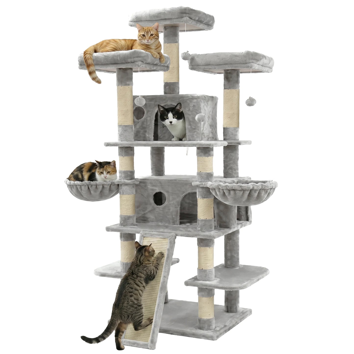 Four Tier Cat Tree With Condos And Scratching Posts