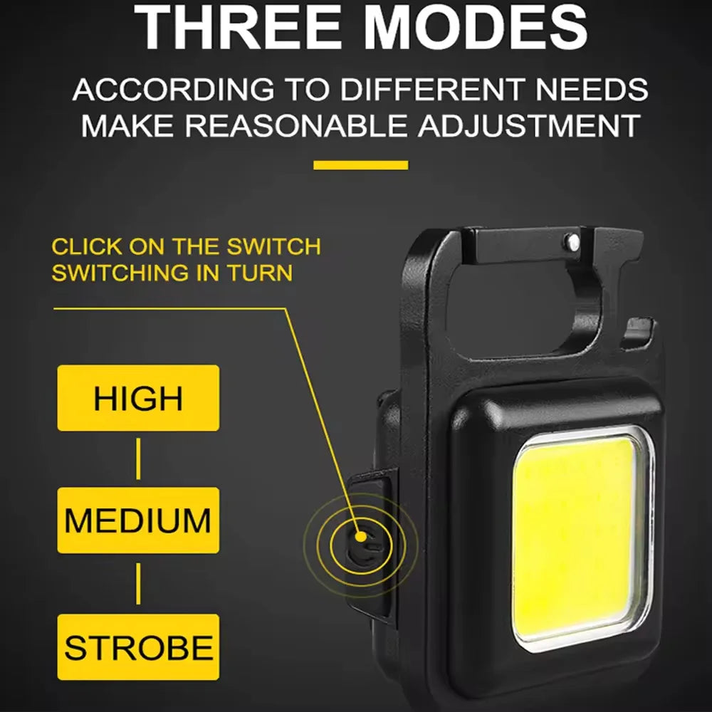 Rechargeable Mini COB Keychain Flashlight With Magnetic Base For Camping