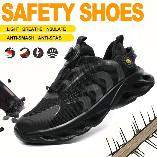 Lace Free Breathable Anti Smash And Puncture Safety Shoes