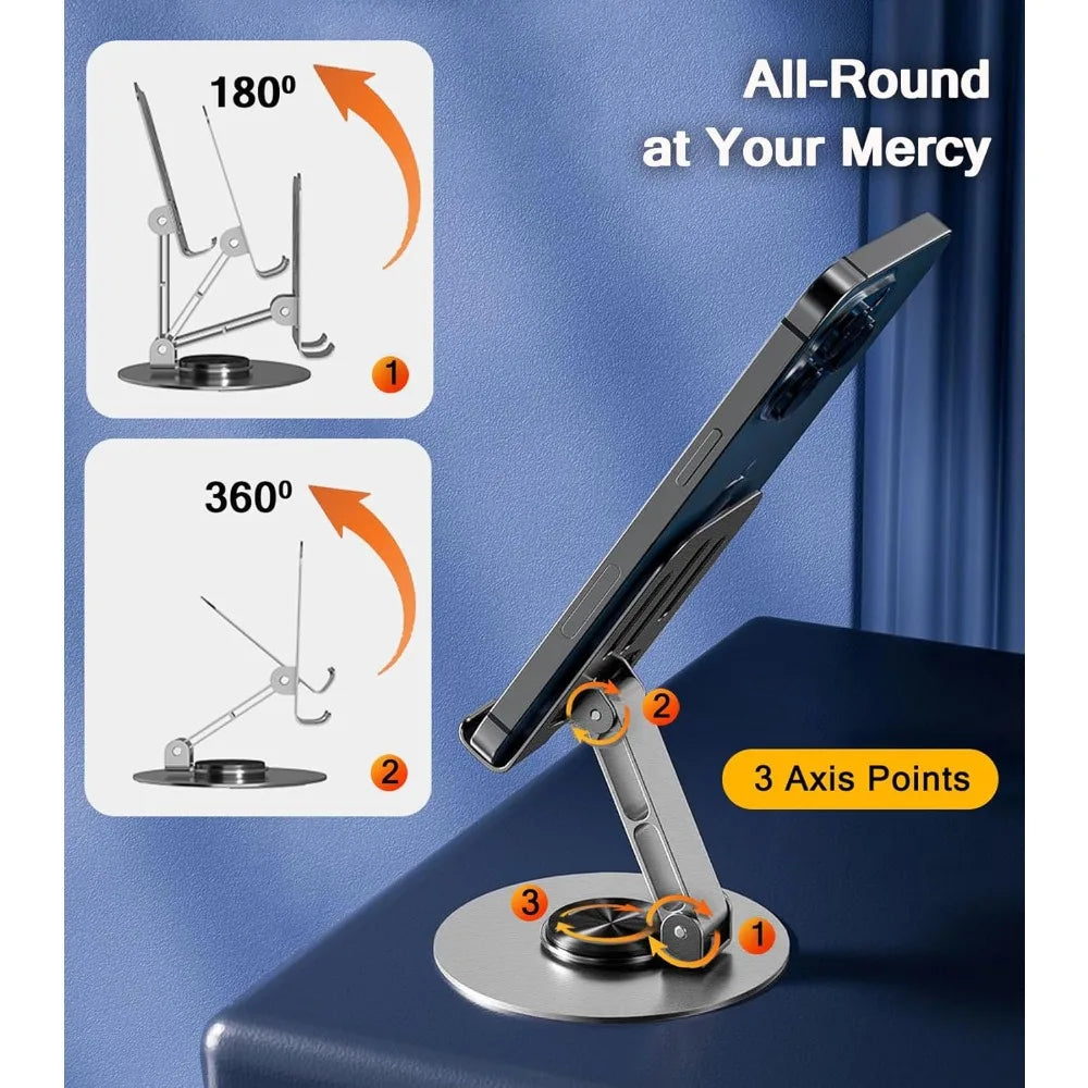 360 Degree Rotating Metal Phone Stand for Desk and Tablet